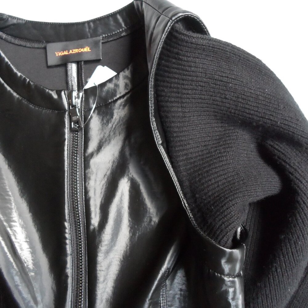 NWT$1050 RUNWAY COLLECTION Yigal Azrouel Knit Long Sleeves Leather Midi Dress 10 - Picture 9 of 16